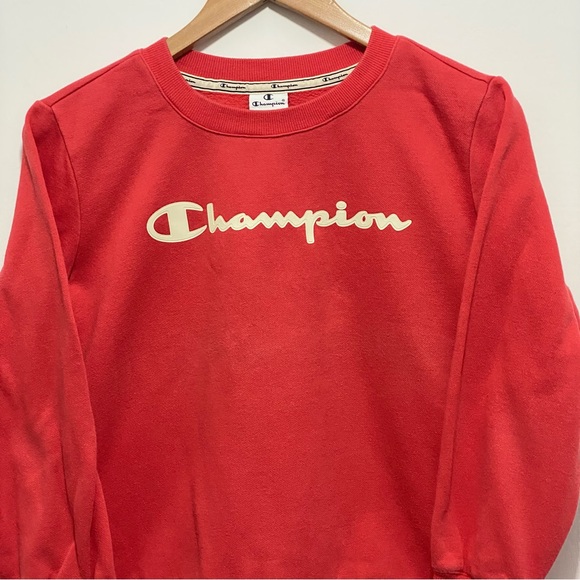 Champion Womens Red Sweatshirt Spell Out Logo M - Picture 2 of 5